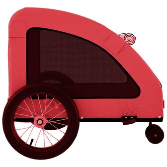 Hondenfietstrailer oxford stof en ijzer rood 7