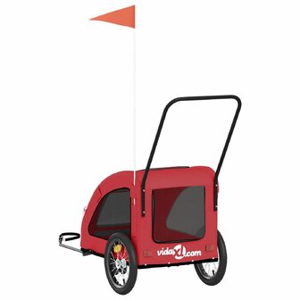 Hondenfietstrailer oxford stof en ijzer rood 8