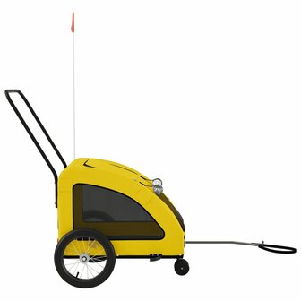 Hondenfietstrailer oxford stof en ijzer geel 6
