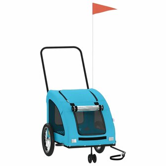 Hondenfietstrailer oxford stof en ijzer blauw 2