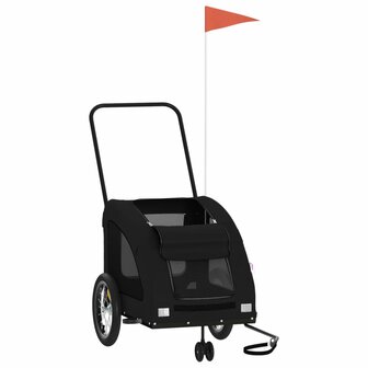 Hondenfietstrailer oxford stof en ijzer zwart 3