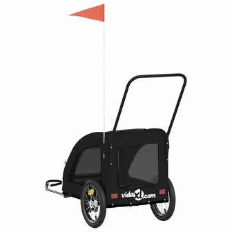 Hondenfietstrailer oxford stof en ijzer zwart 8