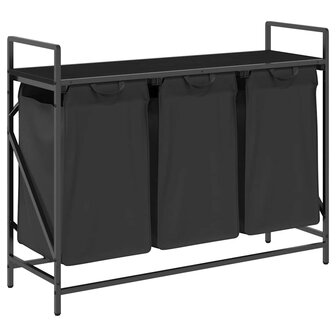 Wasmand 3 vakken met plank zwart eikenkleurig 2