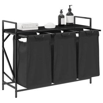 Wasmand 3 vakken met plank zwart eikenkleurig 4