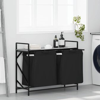 Wasmand 2 vakken met plank grijs sonoma eiken 1