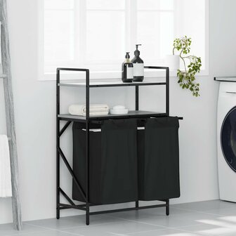 Wasmand 2 vakken met planken grijs sonoma eiken 1
