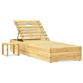 Ligbed met tafel groen ge&iuml;mpregneerd grenenhout 1