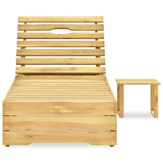 Ligbed met tafel groen ge&iuml;mpregneerd grenenhout 2