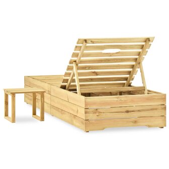 Ligbed met tafel groen ge&iuml;mpregneerd grenenhout 3