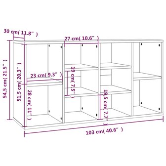 Schoenenbank 103x30x54,5 cm bewerkt hout grijs sonoma eiken 8