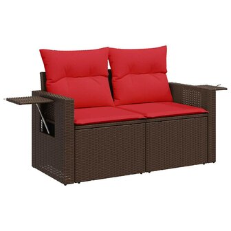 7-delige Loungeset met kussens poly rattan bruin 3