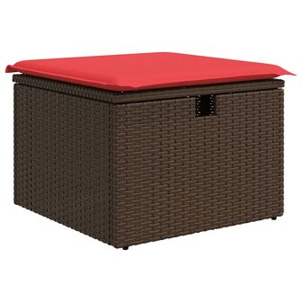 7-delige Loungeset met kussens poly rattan bruin 6