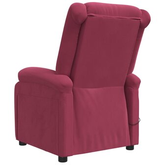 Massagestoel elektrisch fluweel wijnrood 6
