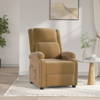 Massagestoel elektrisch verstelbaar fluweel bruin 1