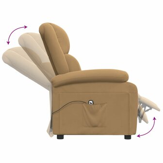 Massagestoel elektrisch verstelbaar fluweel bruin 7