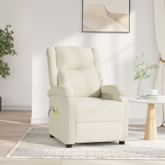 Massagestoel elektrisch fluweel cr&egrave;mekleurig 1