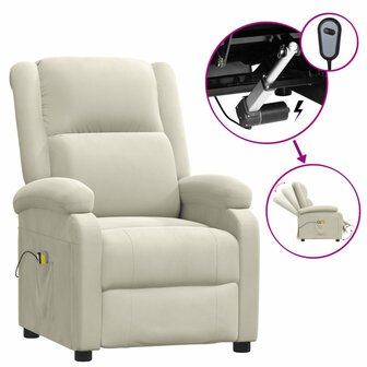 Massagestoel elektrisch fluweel cr&egrave;mekleurig 2