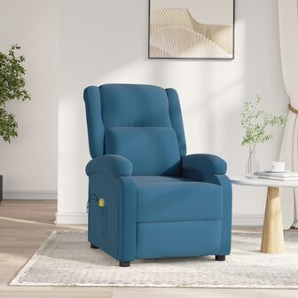Massagestoel elektrisch verstelbaar fluweel blauw 1