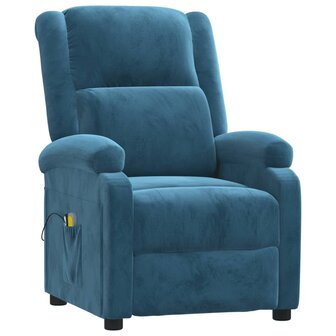 Massagestoel elektrisch verstelbaar fluweel blauw 3