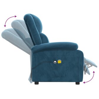 Massagestoel elektrisch verstelbaar fluweel blauw 7
