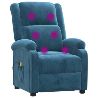 Massagestoel elektrisch verstelbaar fluweel blauw 8