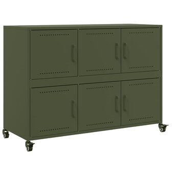 Dressoir 100,5x39x72 cm staal olijfgroen 2