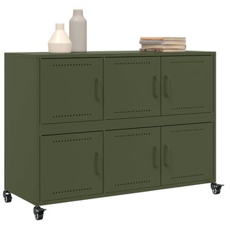Dressoir 100,5x39x72 cm staal olijfgroen 4