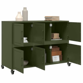 Dressoir 100,5x39x72 cm staal olijfgroen 5