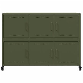Dressoir 100,5x39x72 cm staal olijfgroen 6