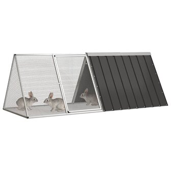 Konijnenhok 201,5x80,5x71 cm gegalvaniseerd staal antraciet 2