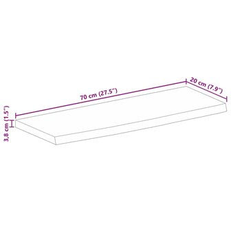 Tafelblad met natuurlijke rand 70x20x3,8 cm massief mangohout 9