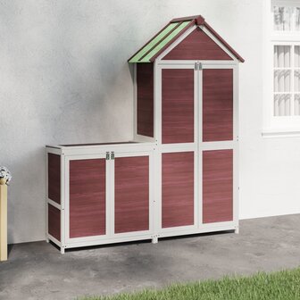 2-delige Tuinschuurset massief grenenhout mokkakleurig 1