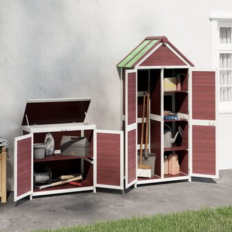 2-delige Tuinschuurset massief grenenhout mokkakleurig 3