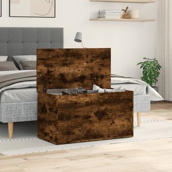 Opbergkist 84x42x46 cm bewerkt hout gerookt eikenkleurig 3