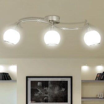 Plafondlamp glazen kappen + golvende rail voor 3 x E14 peertjes 1