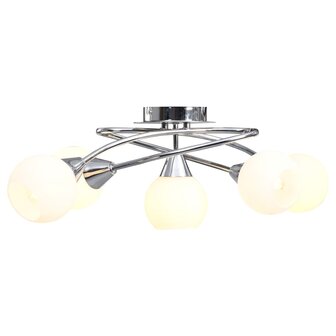 Plafondlamp met keramieken bolvormige kappen voor 5xE14 wit 1