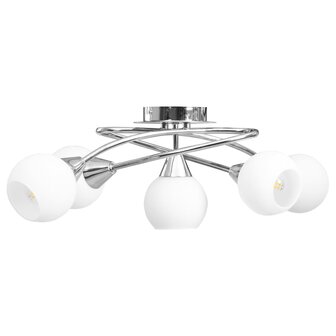 Plafondlamp met keramieken bolvormige kappen voor 5xE14 wit 2