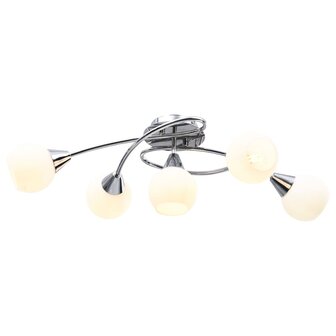 Plafondlamp met keramieken bolvormige kappen voor 5xE14 wit 3
