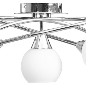 Plafondlamp met keramieken bolvormige kappen voor 5xE14 wit 6