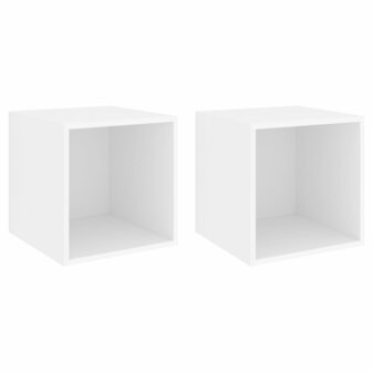 Wandkasten 2 st 37x37x37 cm bewerkt hout wit 2