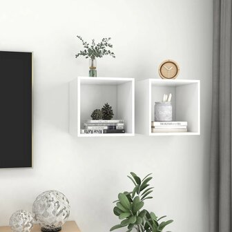 Wandkasten 2 st 37x37x37 cm bewerkt hout wit 5