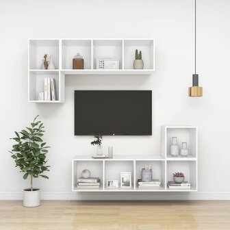 Wandkasten 2 st 37x37x37 cm bewerkt hout wit 6