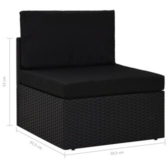 Middenbank sectioneel poly rattan zwart 7