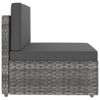Middenbank sectioneel poly rattan grijs 3