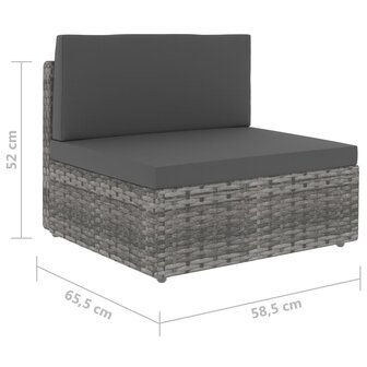 Middenbank sectioneel poly rattan grijs 6