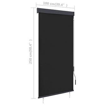Rolgordijn voor buiten 100x250 cm antraciet 8