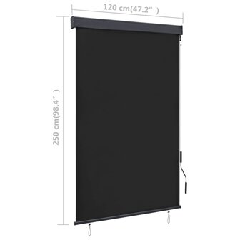 Rolgordijn voor buiten 120x250 cm antraciet 8