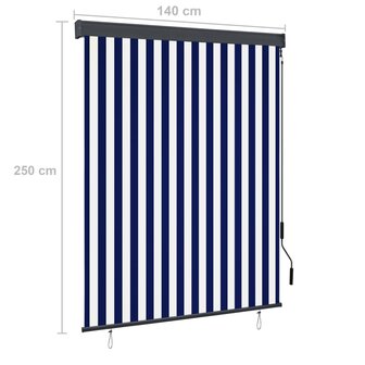Rolgordijn voor buiten 140x250 cm blauw en wit 8