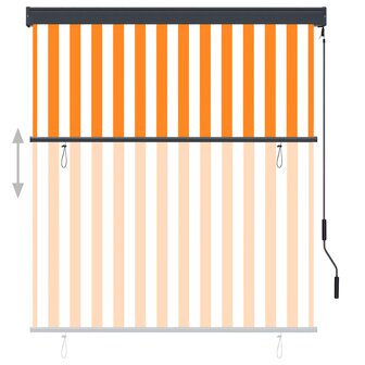 Rolgordijn voor buiten 140x250 cm wit en oranje 3