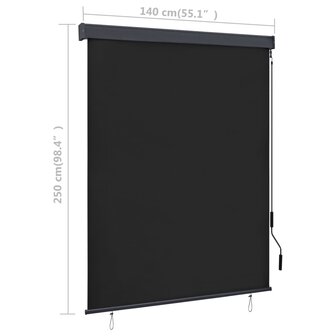 Rolgordijn voor buiten 140x250 cm antraciet 8